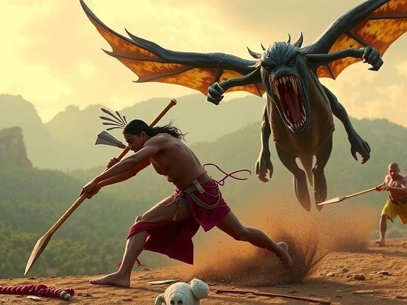 Siolim Slayers combat scene showing protagonist using traditional Indian weapons against mythical creatures