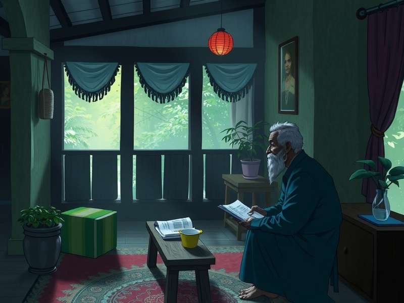 Siolim Slayers story scene showing protagonist with village elder in traditional Goan home