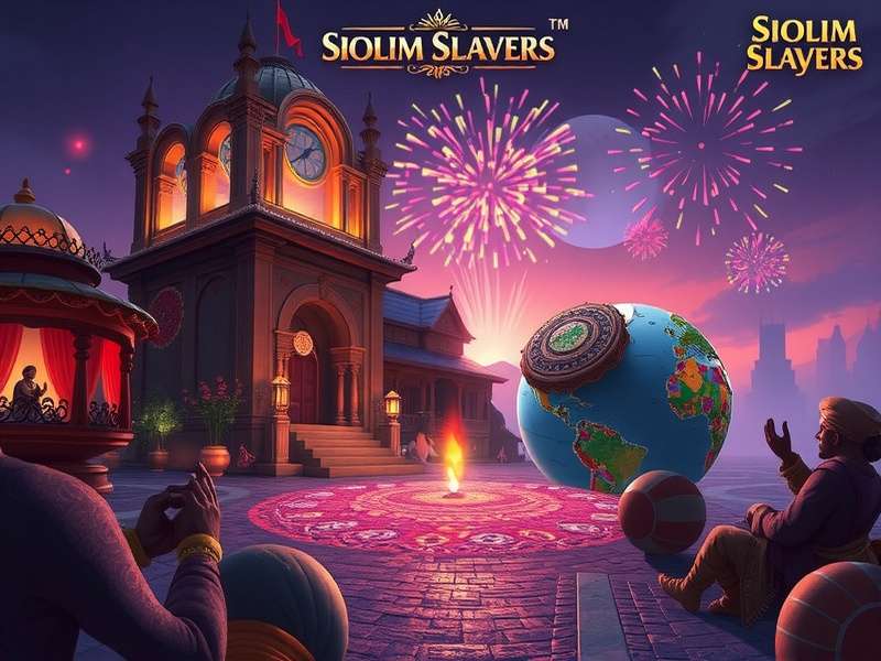 Siolim Slayers Diwali event showing game world decorated with lights, rangoli, and fireworks